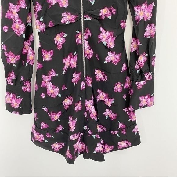 A.L.C. Marcella Silk Black Floral Full Front Zip Mini Dress NWT 00 $550 - Picture 5 of 9